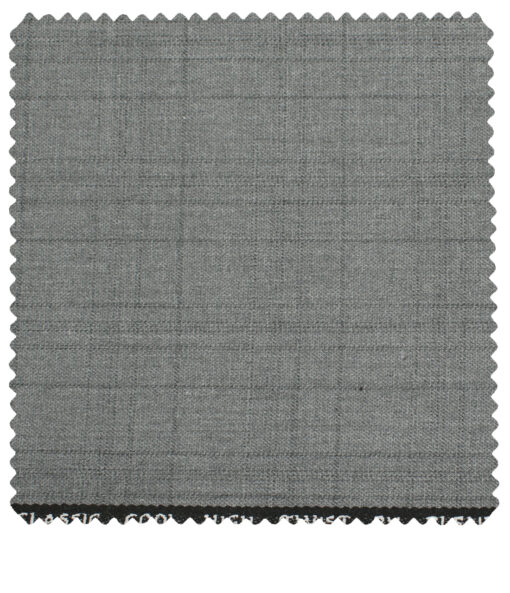 J.Hampstead Men's Polyester Viscose Checks 3.75 Meter Unstitched Suiting Fabric (Light Grey)