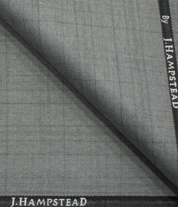 J.Hampstead Men's Polyester Viscose Checks 3.75 Meter Unstitched Suiting Fabric (Light Grey)
