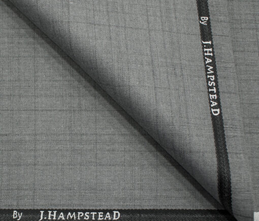 J.Hampstead Men's Polyester Viscose Checks 3.75 Meter Unstitched Suiting Fabric (Light Grey)