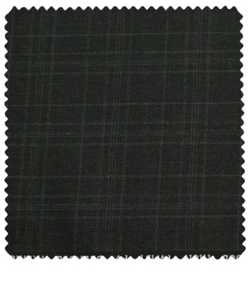 J.Hampstead Men's Polyester Viscose Checks 3.75 Meter Unstitched Suiting Fabric (Blackish Grey)