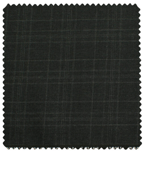 J.Hampstead Men's Polyester Viscose Checks 3.75 Meter Unstitched Suiting Fabric (Blackish Grey)