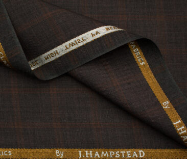J.Hampstead Men's Polyester Viscose Checks 3.75 Meter Unstitched Suiting Fabric (Dark Wine )