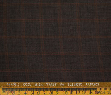 J.Hampstead Men's Polyester Viscose Checks 3.75 Meter Unstitched Suiting Fabric (Dark Wine )