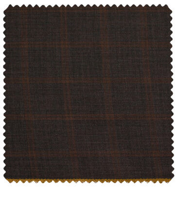 J.Hampstead Men's Polyester Viscose Checks 3.75 Meter Unstitched Suiting Fabric (Dark Wine )