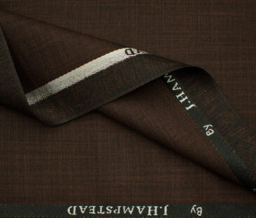J.Hampstead Men's Polyester Viscose Self Design 3.75 Meter Unstitched Suiting Fabric (Copper Brown)