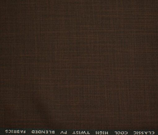 J.Hampstead Men's Polyester Viscose Self Design 3.75 Meter Unstitched Suiting Fabric (Copper Brown)