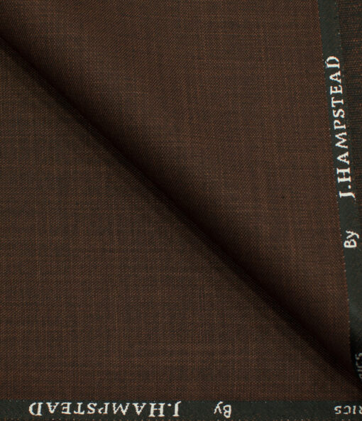J.Hampstead Men's Polyester Viscose Self Design 3.75 Meter Unstitched Suiting Fabric (Copper Brown)
