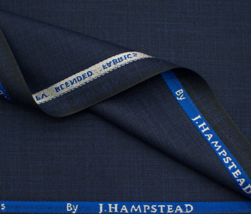 J.Hampstead Men's Polyester Viscose Self Design 3.75 Meter Unstitched Suiting Fabric (Dark Royal Blue)