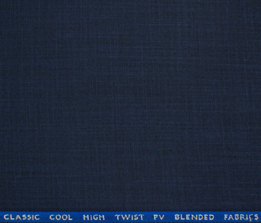 J.Hampstead Men's Polyester Viscose Self Design 3.75 Meter Unstitched Suiting Fabric (Dark Royal Blue)