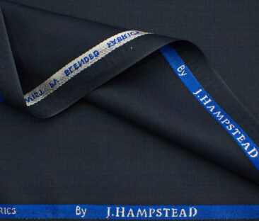 J.Hampstead Men's Polyester Viscose Checks 3.75 Meter Unstitched Suiting Fabric (Dark Navy Blue)