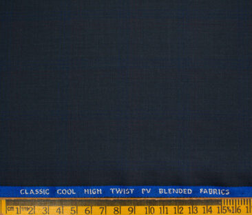 J.Hampstead Men's Polyester Viscose Checks 3.75 Meter Unstitched Suiting Fabric (Dark Navy Blue)
