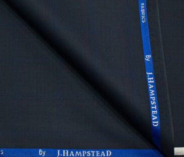 J.Hampstead Men's Polyester Viscose Checks 3.75 Meter Unstitched Suiting Fabric (Dark Navy Blue)