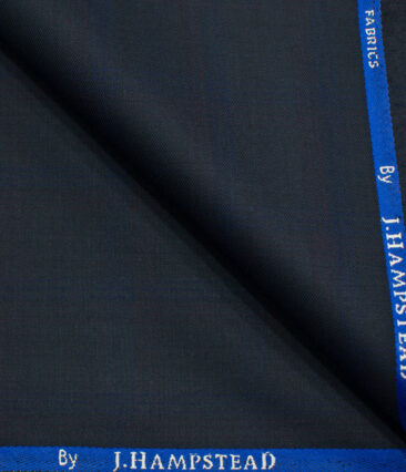 J.Hampstead Men's Polyester Viscose Checks 3.75 Meter Unstitched Suiting Fabric (Dark Navy Blue)