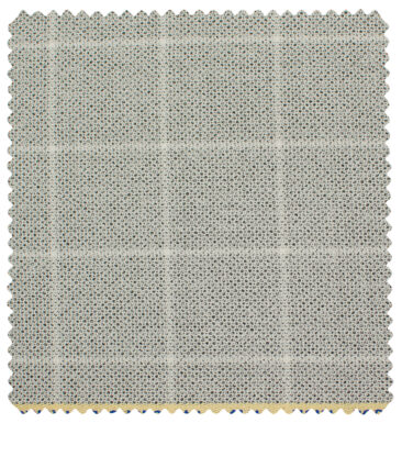 J.Hampstead Men's Polyester Viscose Checks 3.75 Meter Unstitched Suiting Fabric (Light Grey)