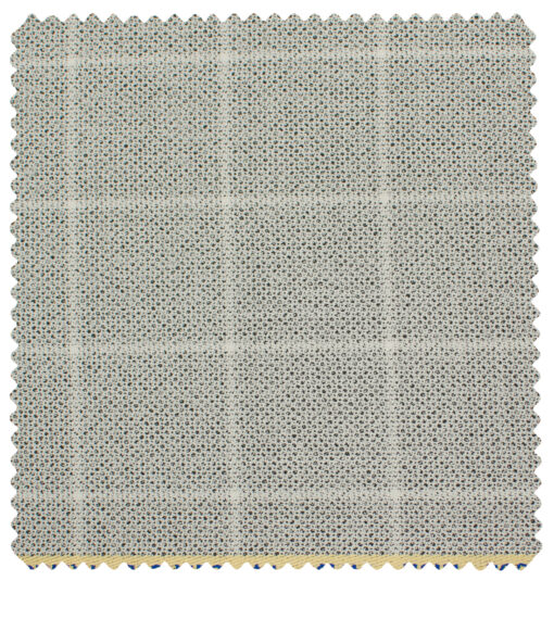 J.Hampstead Men's Polyester Viscose Checks 3.75 Meter Unstitched Suiting Fabric (Light Grey)