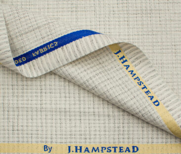 J.Hampstead Men's Polyester Viscose Structured 3.75 Meter Unstitched Suiting Fabric (Very Light Grey base)