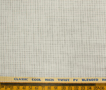 J.Hampstead Men's Polyester Viscose Structured 3.75 Meter Unstitched Suiting Fabric (Very Light Grey base)