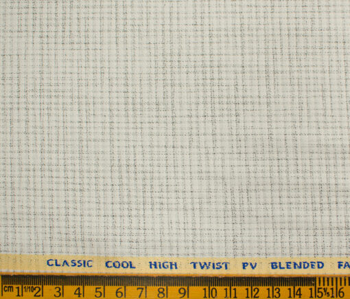 J.Hampstead Men's Polyester Viscose Structured 3.75 Meter Unstitched Suiting Fabric (Very Light Grey base)