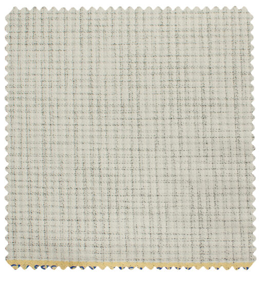 J.Hampstead Men's Polyester Viscose Structured 3.75 Meter Unstitched Suiting Fabric (Very Light Grey base)