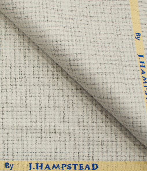 J.Hampstead Men's Polyester Viscose Structured 3.75 Meter Unstitched Suiting Fabric (Very Light Grey base)