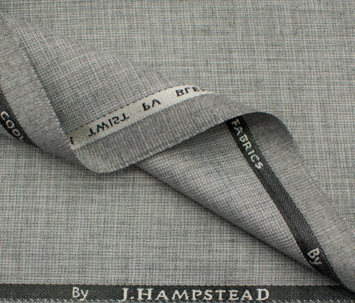 J.Hampstead Men's Polyester ViscoseStructured 3.75 Meter Unstitched Suiting Fabric (Light Grey)