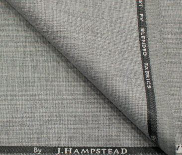 J.Hampstead Men's Polyester ViscoseStructured 3.75 Meter Unstitched Suiting Fabric (Light Grey)