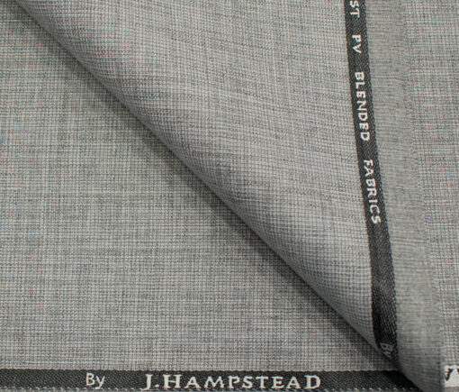 J.Hampstead Men's Polyester ViscoseStructured 3.75 Meter Unstitched Suiting Fabric (Light Grey)