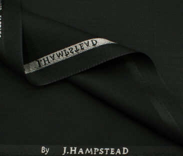 J.Hampstead Men's Polyester Viscose Structured 3.75 Meter Unstitched Suiting Fabric (Black)