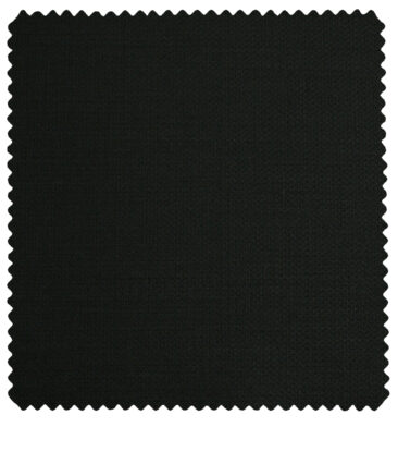 J.Hampstead Men's Polyester Viscose Structured 3.75 Meter Unstitched Suiting Fabric (Black)