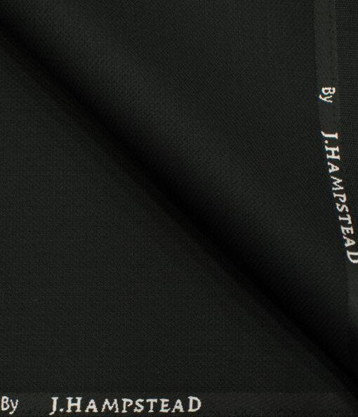 J.Hampstead Men's Polyester Viscose Structured 3.75 Meter Unstitched Suiting Fabric (Black)
