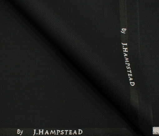 J.Hampstead Men's Polyester Viscose Structured 3.75 Meter Unstitched Suiting Fabric (Black)