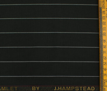 J.Hampstead Men's Terry Rayon (71 + 29) Striped 3.75 Meter Unstitched Suiting Fabric (Black)