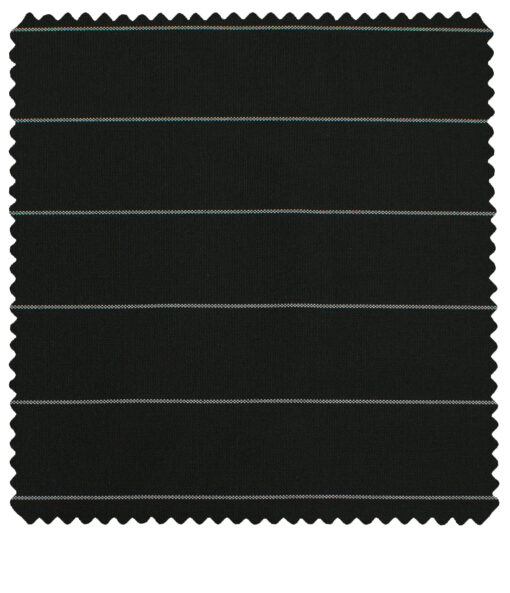 J.Hampstead Men's Terry Rayon (71 + 29) Striped 3.75 Meter Unstitched Suiting Fabric (Black)