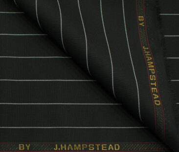 J.Hampstead Men's Terry Rayon (71 + 29) Striped 3.75 Meter Unstitched Suiting Fabric (Black)