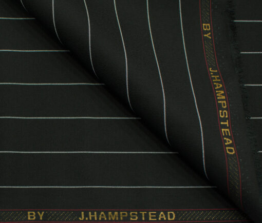 J.Hampstead Men's Terry Rayon (71 + 29) Striped 3.75 Meter Unstitched Suiting Fabric (Black)