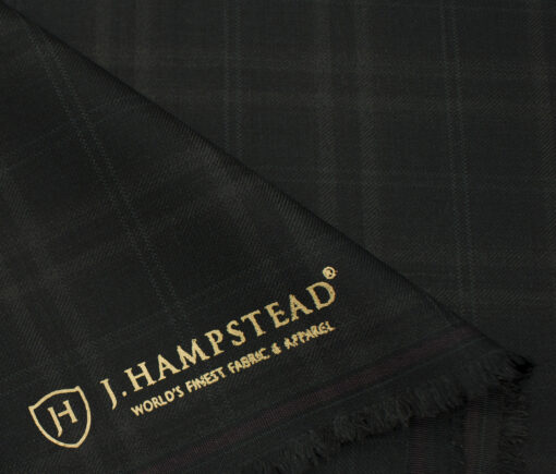 J.Hampstead Men's Terry Rayon (71 + 29) Checks 3.75 Meter Unstitched Suiting Fabric (Black)