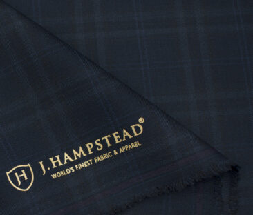 J.Hampstead Men's Terry Rayon (71 + 29) Checks 3.75 Meter Unstitched Suiting Fabric (Dark Blue)