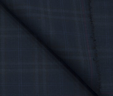 J.Hampstead Men's Terry Rayon (71 + 29) Checks 3.75 Meter Unstitched Suiting Fabric (Dark Blue)
