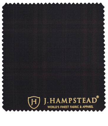 J.Hampstead Men's Terry Rayon (71 + 29) Checks 3.75 Meter Unstitched Suiting Fabric (Dark Wine )