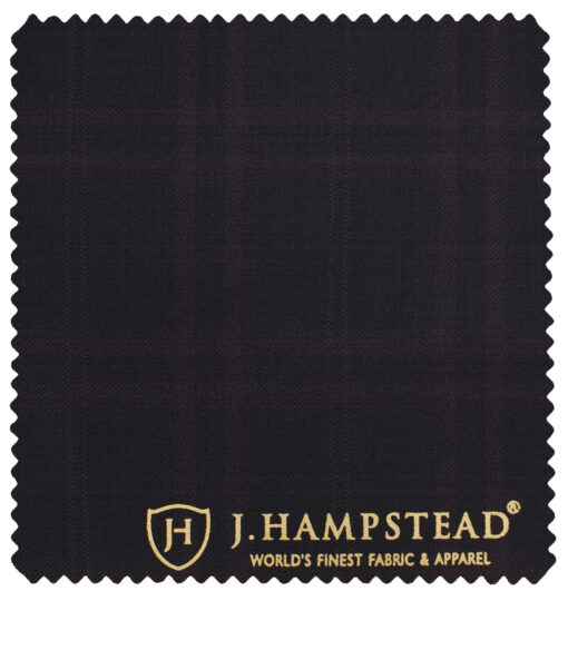 J.Hampstead Men's Terry Rayon (71 + 29) Checks 3.75 Meter Unstitched Suiting Fabric (Dark Wine )