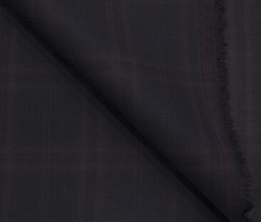 J.Hampstead Men's Terry Rayon (71 + 29) Checks 3.75 Meter Unstitched Suiting Fabric (Dark Wine )