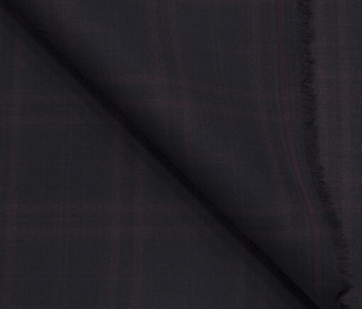 J.Hampstead Men's Terry Rayon (71 + 29) Checks 3.75 Meter Unstitched Suiting Fabric (Dark Wine )