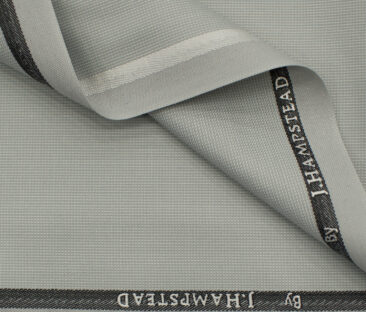 J.Hampstead Men's Polyester Viscose Structured 3.75 Meter Unstitched Suiting Fabric (Light Grey)