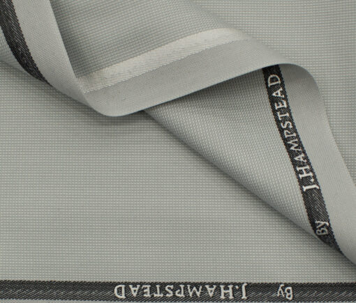J.Hampstead Men's Polyester Viscose Structured 3.75 Meter Unstitched Suiting Fabric (Light Grey)