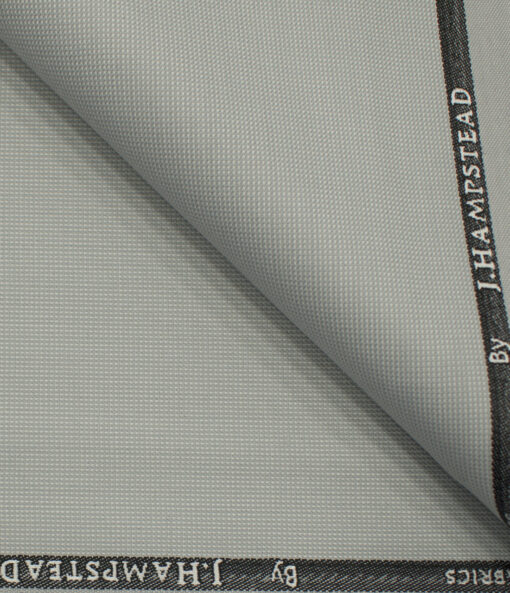 J.Hampstead Men's Polyester Viscose Structured 3.75 Meter Unstitched Suiting Fabric (Light Grey)