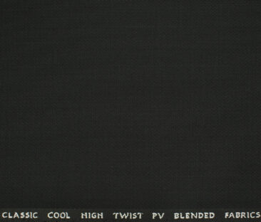 J.Hampstead Men's Polyester Viscose Structured 3.75 Meter Unstitched Suiting Fabric (Black)