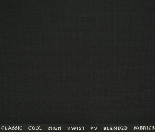 J.Hampstead Men's Polyester Viscose Structured 3.75 Meter Unstitched Suiting Fabric (Black)