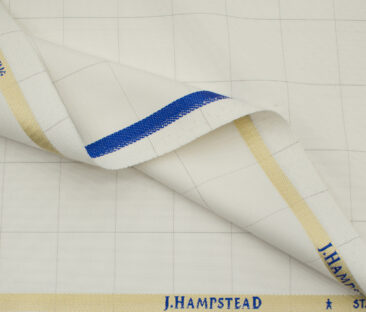J.Hampstead Men's Polyester Viscose Structured 3.75 Meter Unstitched Suiting Fabric (Cream)