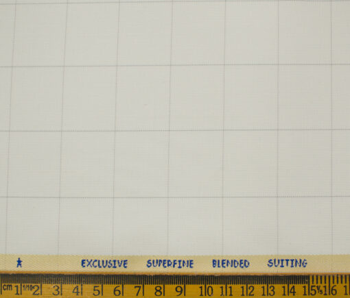 J.Hampstead Men's Polyester Viscose Structured 3.75 Meter Unstitched Suiting Fabric (Cream)