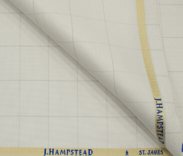 J.Hampstead Men's Polyester Viscose Structured 3.75 Meter Unstitched Suiting Fabric (Cream)
